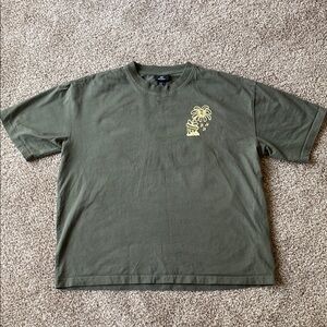 H&M Hardcore Khaki Green Short Sleeve Oversized Fit XL Tee with Crew Neck